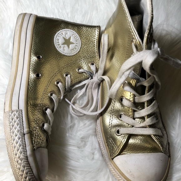 metallic gold converse high tops